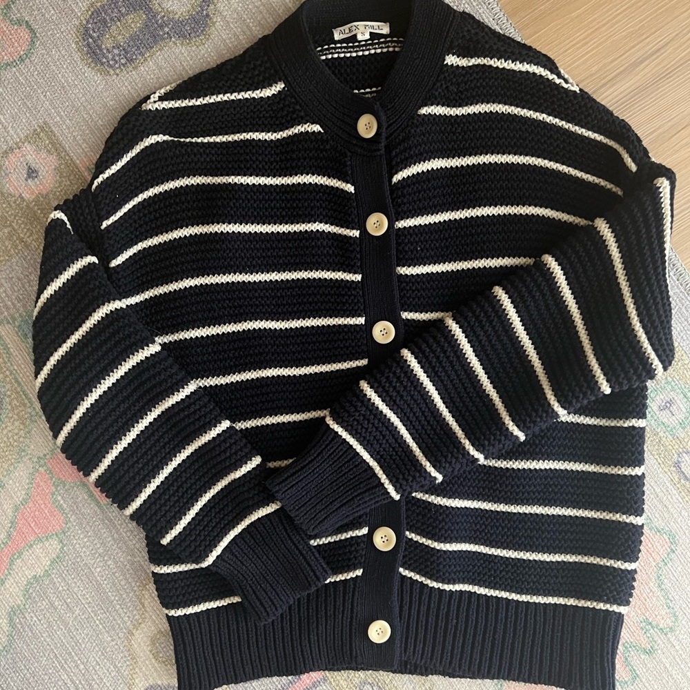 Alex Mill Nico Chunky Cardigan Navy Stripe
